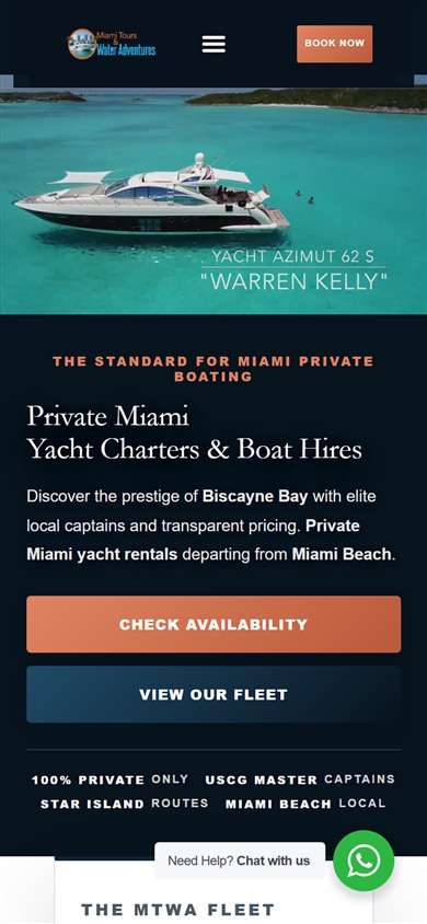 Miami yacht charters fleet hub on production — Check Availability and View Our Fleet CTAs